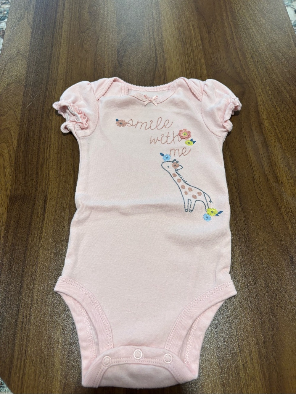 Carter's Light Pink Giraffe Embroidered One-Piece Bodysuit